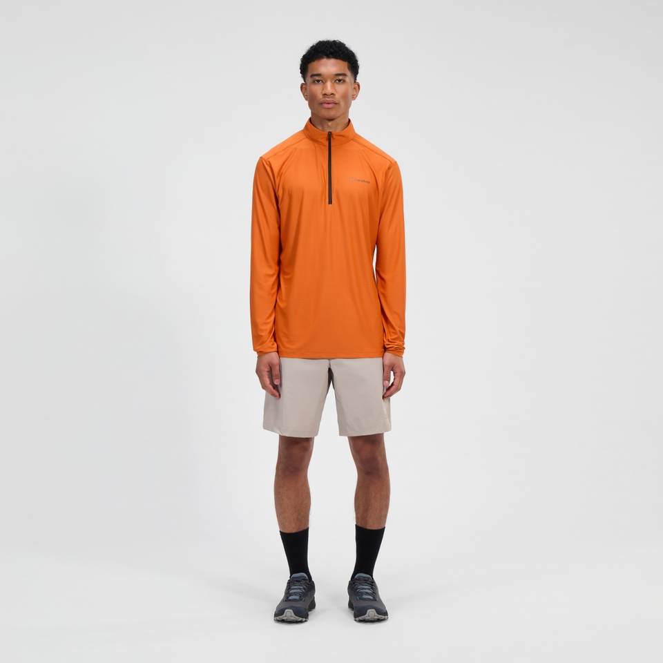 Men's 24/7 Half Zip Long Sleeve Tech Tee - Orange